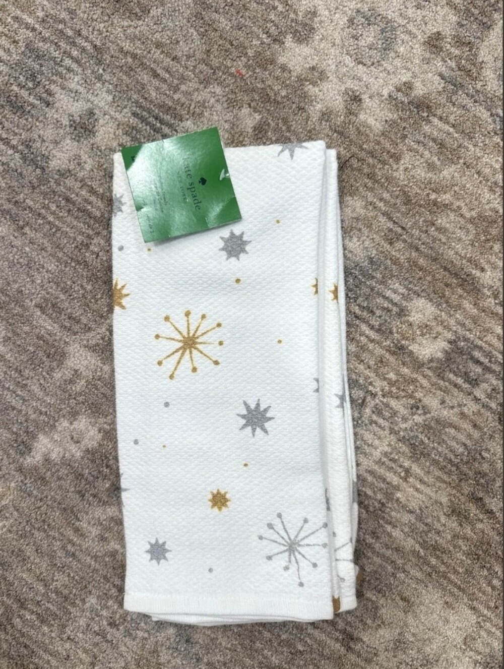 Kate Spade White & Gold Starburst Decorative Kitchen Towels